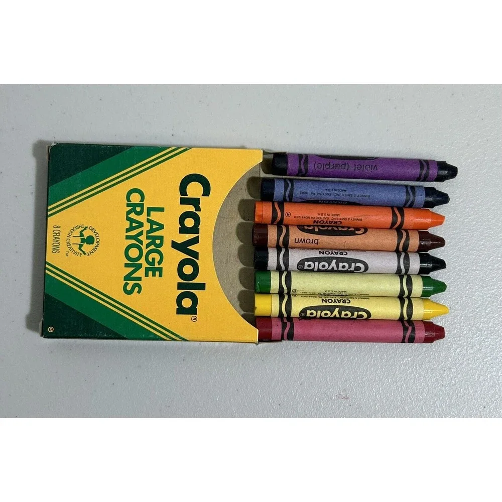 Vintage 80s Crayola 8 Pack Jumbo Crayons Box, Binney & Smith - Lot Of 2 Boxes